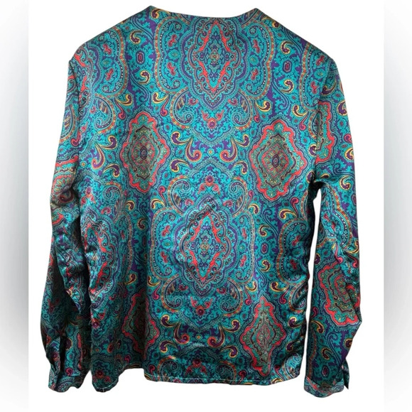 Diane von Furstenberg vintage jewel tone button up blouse, M-L, Silky Satin - Picture 10 of 10